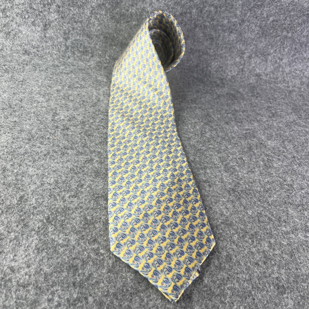 Brioni Mens Yellow‎ Abstract Silk Hand Made Italy Necktie